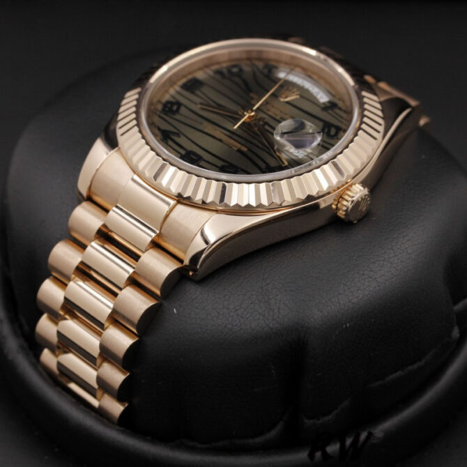Replica Rolex Day-Date 218238 Champagne Ruby Dial Yellow Gold 41MM Mens Watch
