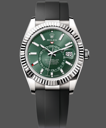 Rolex Sky Dweller 42mm 336239 Rubber Strap Black Dial Men's Watch