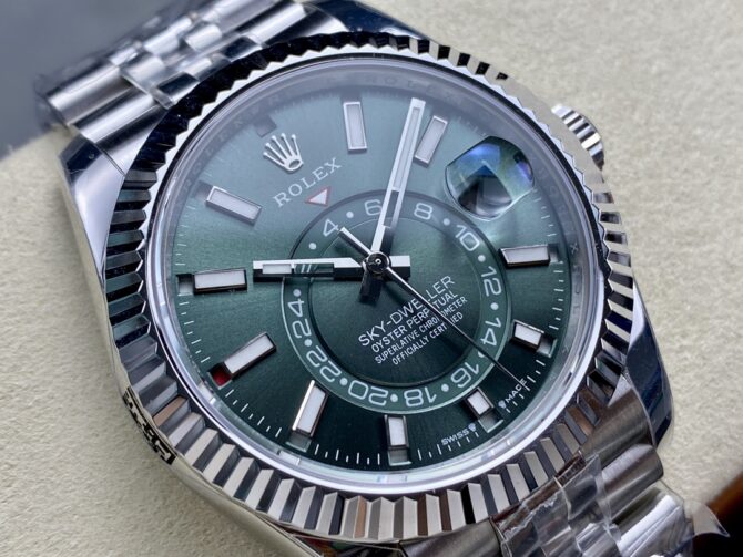 Rolex Sky Dweller 42 White Gold Fluted Bezel 336934 0002 Men's Watch