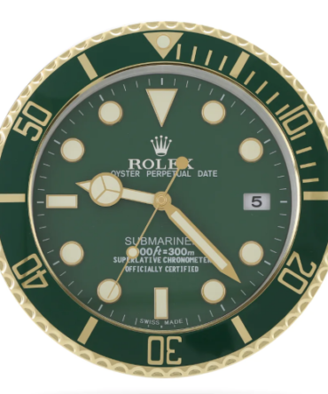 Rolex Submariner Green & Gold Wall Clock
