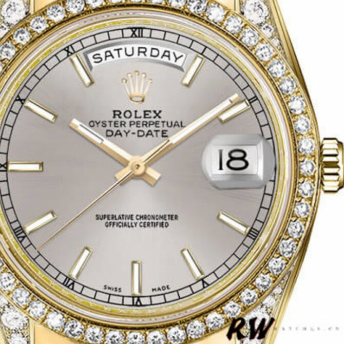 Replica Rolex Day-Date 118388 Yellow Gold Green Index Dial 36MM Unisex Watch