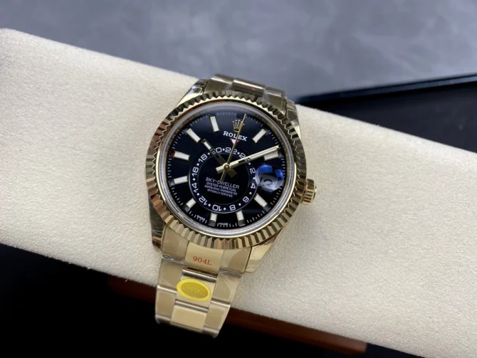 Rolex Sky Dweller Yellow Gold Black Dial Oyster M336938 0002 Men's Replica Watch