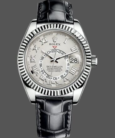 Rolex Sky-Dweller 326139 Ivory Roman Dial Leather Strap 42MM Mens Replica Watch