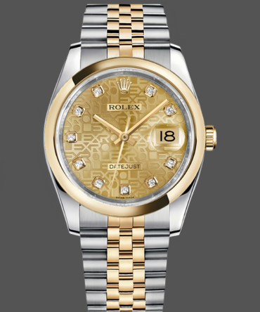 Rolex Datejust 36 Champagne Diamond 116203 0173 Women's Watch