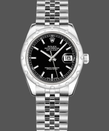 Rolex Datejust 178344 Black Dial Stainless Steel 31MM Lady Replica Watch