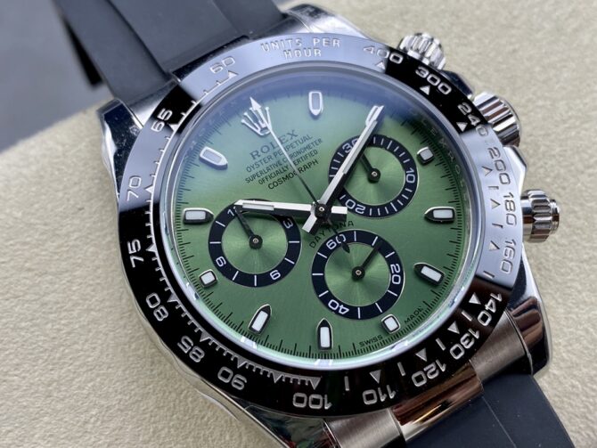 Rolex Daytona Platinum Green Dial Ceramic Bezel 126506 40mm Rubber Strap