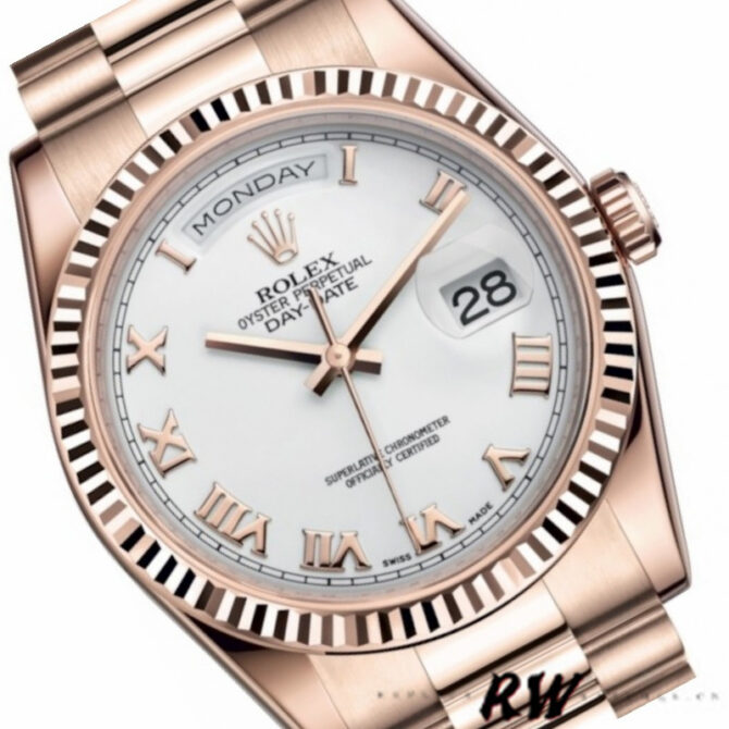 Replica Rolex Day-Date 118235 Fluted Bezel Chocolate Dial 36mm Unisex Watch