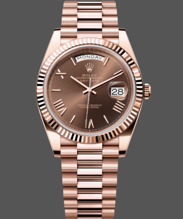 Replica Rolex Day-Date 228235 Chocolate Brown Dial Fluted Bezel 40mm Mens Watch