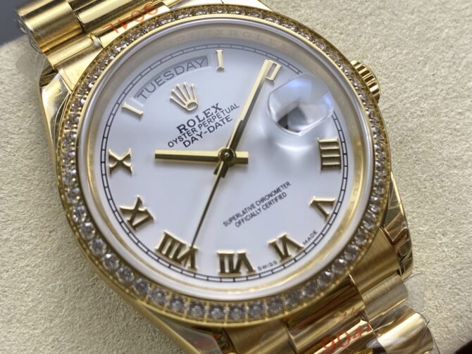 Replica Rolex Day Date 36 Yellow Gold m128348rbr 0064 White Dial