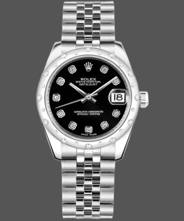 296344 Black Diamond Dial Jubilee Bracelet 31MM Lady Replica Watch