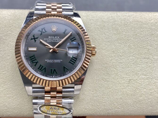 Replica Rolex Datejust 126231 0029 Slate Grey Wimbledon Roman Dial & Fluted Bezel 36mm