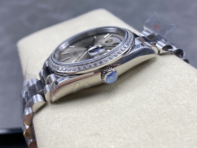 Replica Rolex Day Date 36mm Platinum and Diamonds Bezel 128396tbr 0004