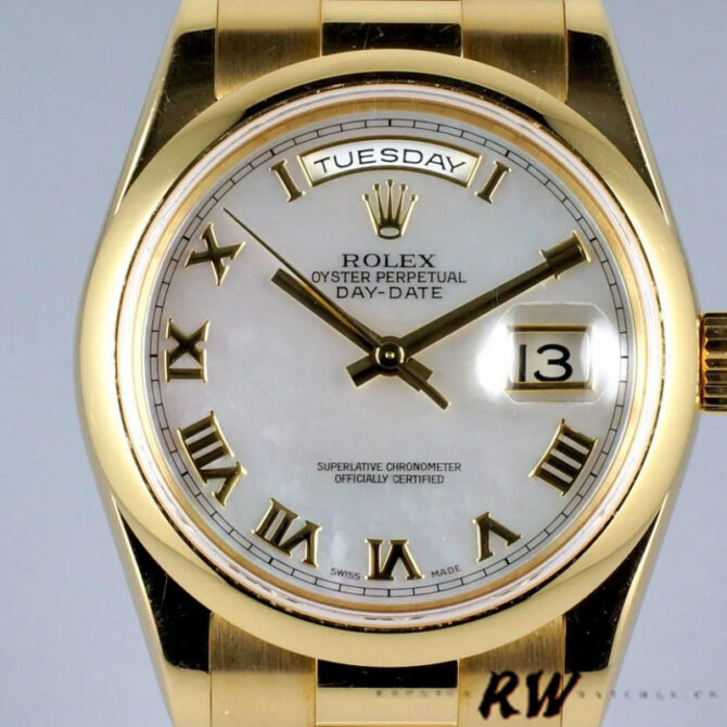 Replica Rolex Day-Date 118206 White Roman Numeral 36mm Unisex Watch