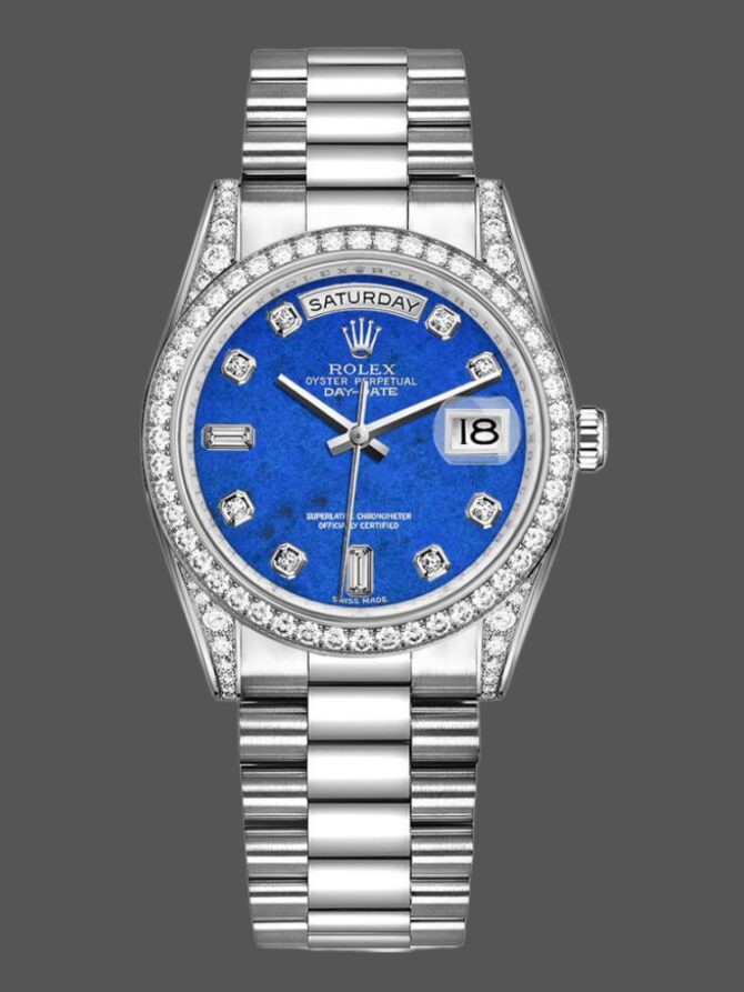 Replica Rolex Day-Date 118388 Yellow Gold Green Index Dial 36MM Unisex Watch