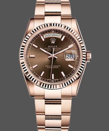 Replica Rolex Day-Date 118235 Fluted Bezel Chocolate Dial 36mm Unisex Watch