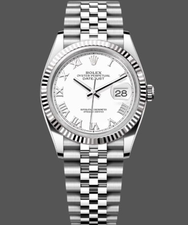 141112734 Fluted Bezel White Roman Dial 36MM Unisex Replica Watch