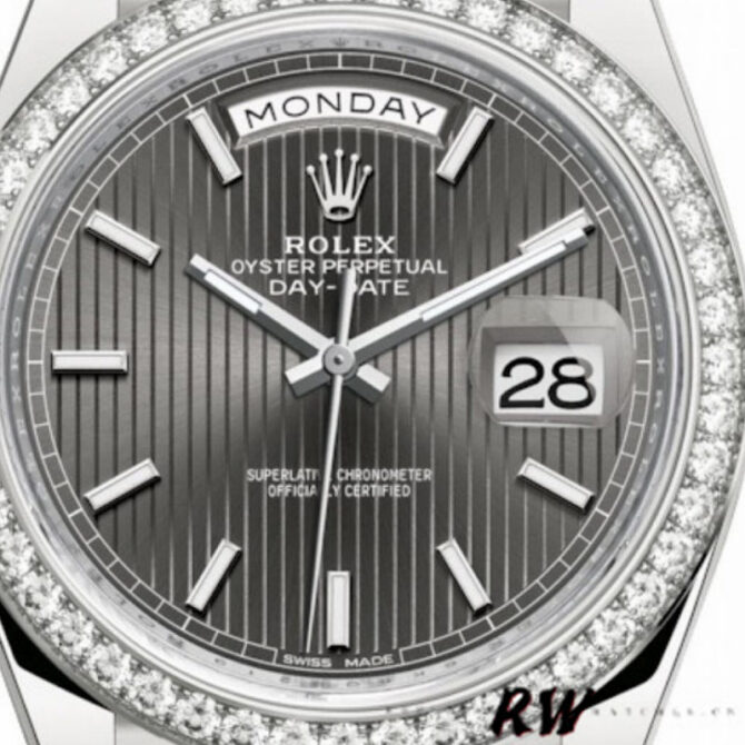 Replica Rolex Day-Date 228349RBR Meteorite Dial Diamond Bezel 40mm Mens Watch