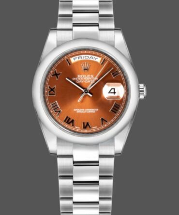Replica Rolex Day-Date 118209 White Gold Copper Brown Dial 36mm Unisex Watch