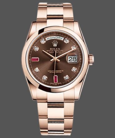 Replica Rolex Day-Date 118205 Chocolate Brown Dial 36mm Unisex Watch