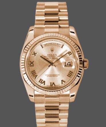 Replica Rolex Day-Date 118235 Rose Champagne Roman Dial 36mm Unisex Watch