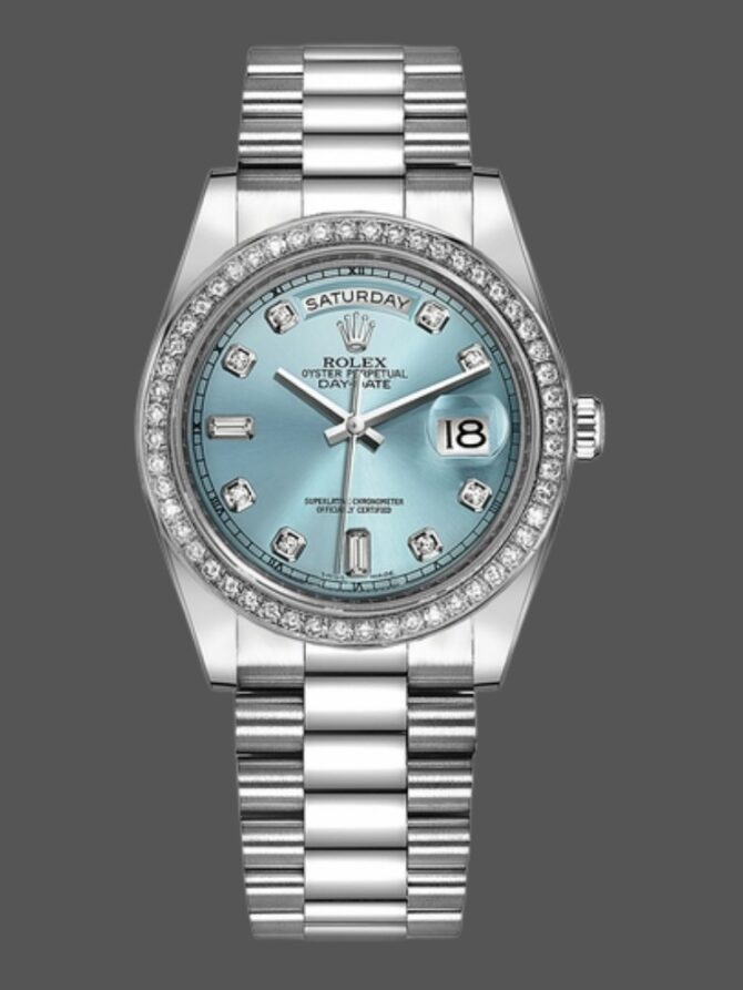 Replica Rolex Day Date 118346 Ice Blue Dial 36mm Unisex Watch
