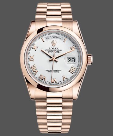 Replica Rolex Day-Date 118205 Everose Gold White Dial 36mm Unisex Watch