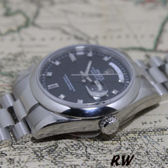 Replica Rolex Day Date 118206 Black Diamond Dial 36mm Unisex Watch