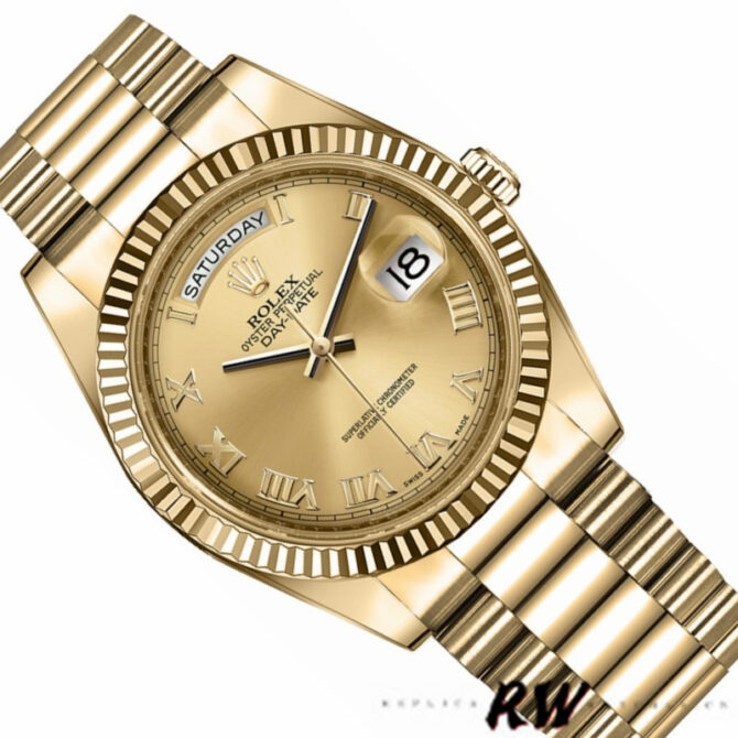 Replica Rolex Day-Date 218206 Black Diamond Dial Platinum 41MM Mens Watch