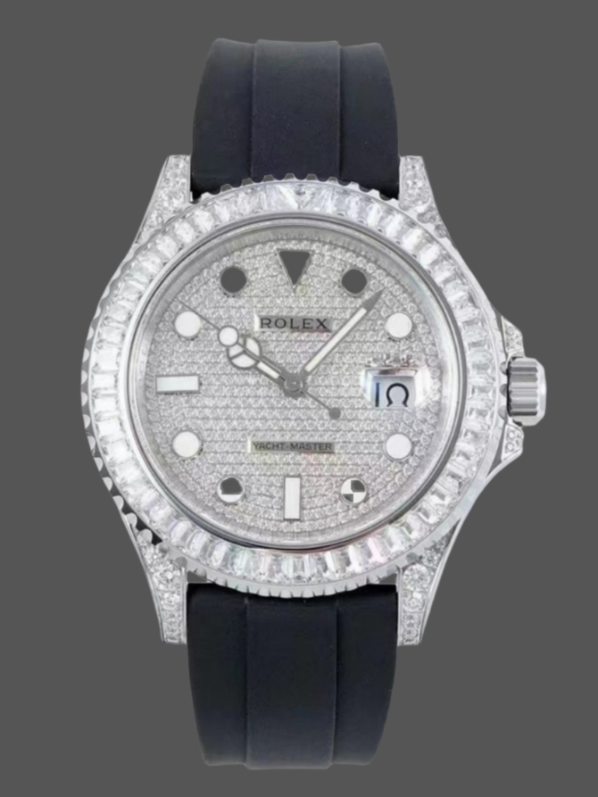 Rolex Yacht Master 226679TBR White Gold 42mm Baguette Diamond Watch