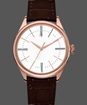 Replica Watch 50505 Brown Leather Strap White Dial 39mm Mens