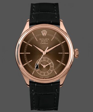 Replica Watch 50525-01 Brown Guilloche Dial Black Leather Strap 39mm Mens