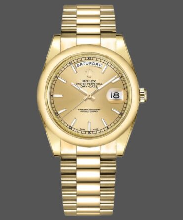 Replica Rolex Day-Date 118208 Yellow Gold Champagne Dial 36mm Unisex Watch