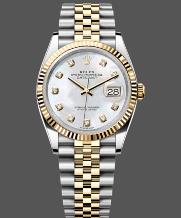 5672133 White MOP Diamond Dial Fluted Bezel 36MM Unisex Replica Watch