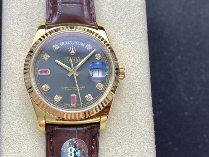 Replica Rolex Day Date 118138 0020 Yellow Gold Diamond Ruby 36 mm