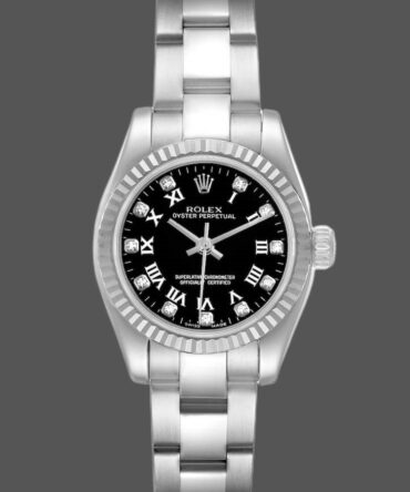 Rolex Oyster Perpetual 176234 Black Roman and Diamond Dial 26MM Lady Replica Watch