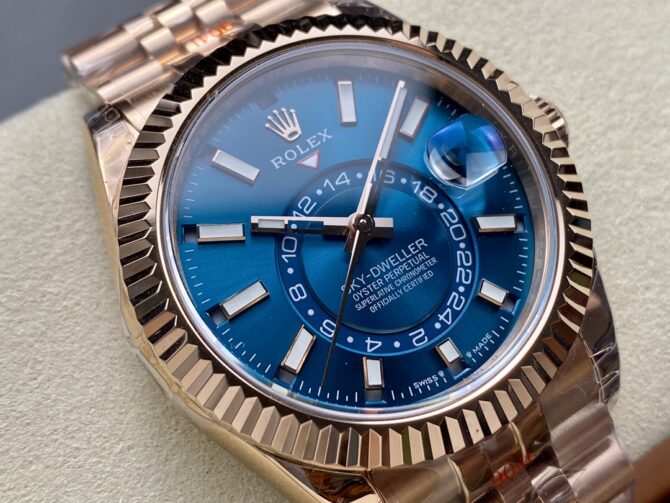 Rolex Sky Dweller 42 Everose Gold Blue Green Dial m336935 0005 Men's Watch