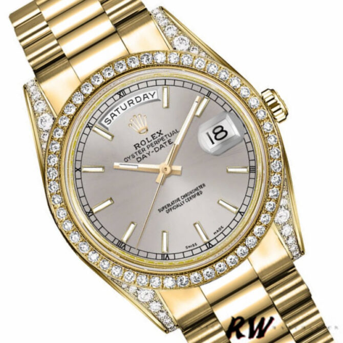 Replica Rolex Day-Date 118388 Yellow Gold Green Index Dial 36MM Unisex Watch