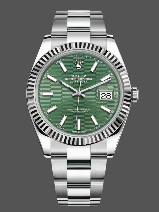 742334 0029 Fluted Bezel Green Motif Dial 41MM Mens Replica Watch