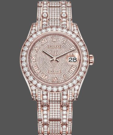 Rolex Pearlmaster 86405RBR Everose Gold Paved Diamond dial 39mm Mens Replica Watch