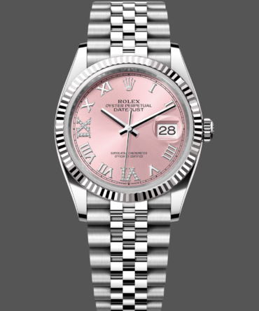 16942234 Fluted Bezel Pink Roman Dial 36MM Unisex Replica Watch