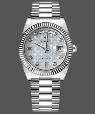 Replica Rolex Day-Date 118239 Mother of Pearl White Dial Fluted Bezel 36mm Unisex Watch