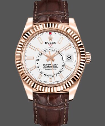 Rolex Sky-Dweller 326135 White Dial Rose Gold 42MM Mens Replica Watch