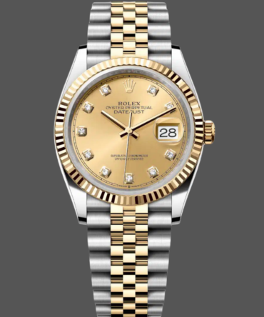 5741233 Champagne Diamond Dial Fluted Bezel 36MM Unisex Replica Watch