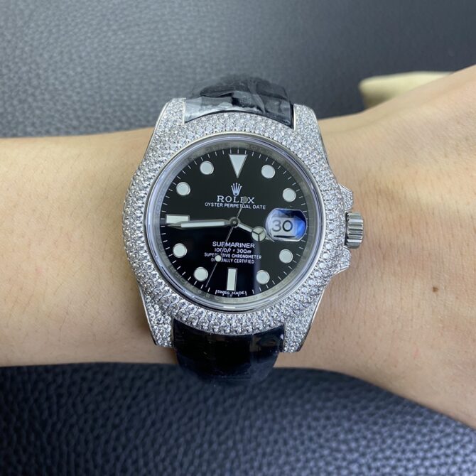 Rolex Submariner Diamond Case Black Dial 116610 40MM Men's Watch