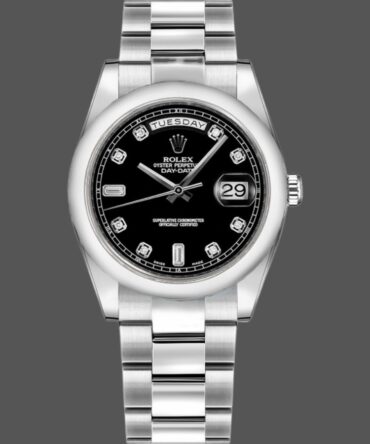 Replica Rolex Day-Date 118209 Black dial 36mm Unisex Watch