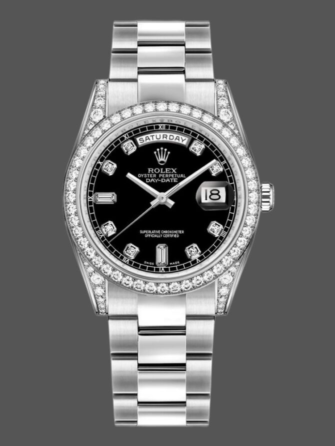 Replica Rolex Day-Date 118388 Yellow Gold Green Index Dial 36MM Unisex Watch