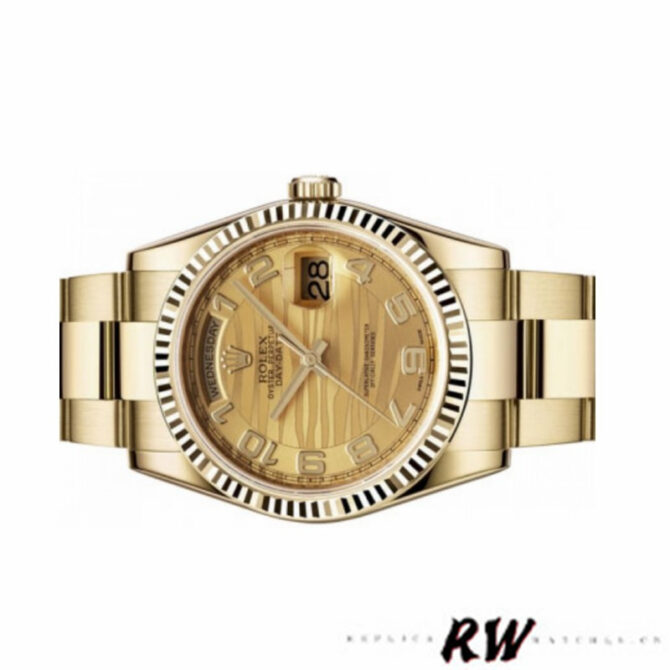 Replica Rolex Day-Date 118235 Fluted Bezel Chocolate Dial 36mm Unisex Watch