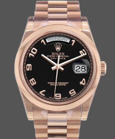 Replica Rolex Day-Date 118205 Black Arabic Dial 36mm Unisex Watch
