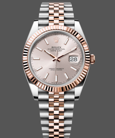 Rolex Datejust 41mm Two Tone Rose Gold Jubilee Band Sundust Index Dial 126331 0010