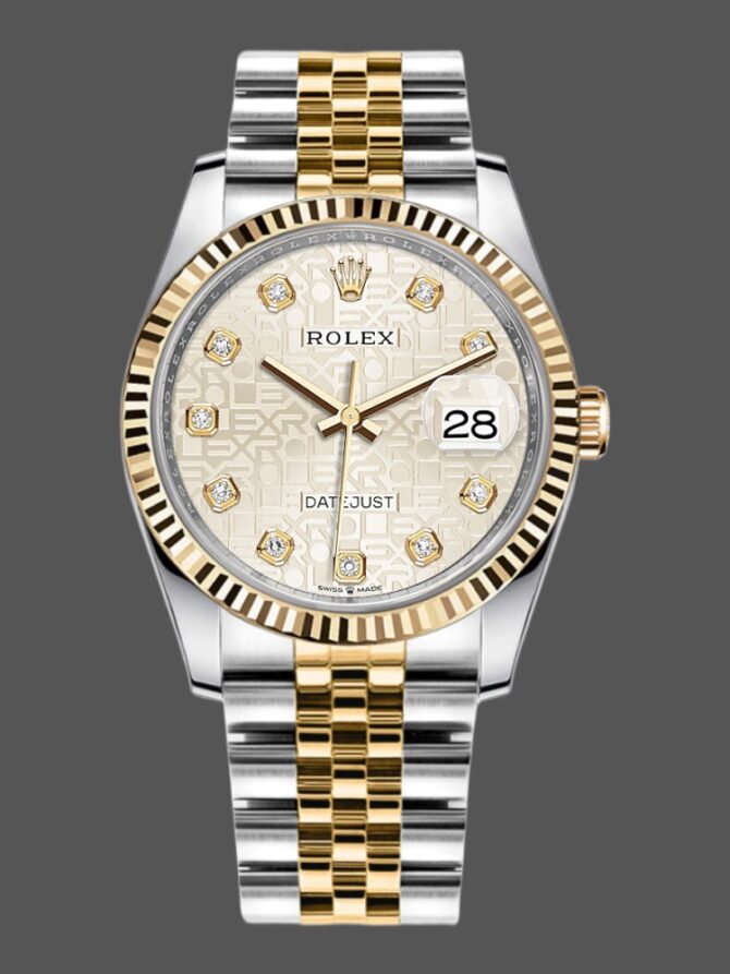4656457 Silver Jubilee Dial Fluted Bezel 36MM Unisex Replica Watch